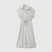 Robe longue &eacute;vas&eacute;e ceintur&eacute;e vert olive femme