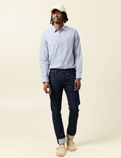 Chemise manches longues bleu marine homme