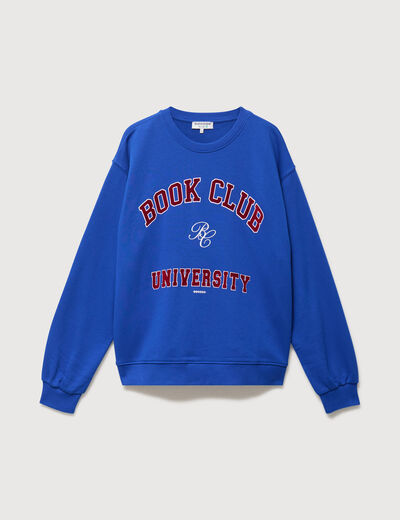 Sweat droit manches longues bleu electrique femme
