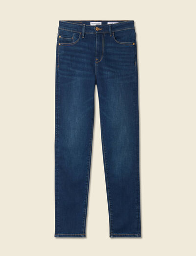 Jeans slim taille haute 7/8ème denim brut femme