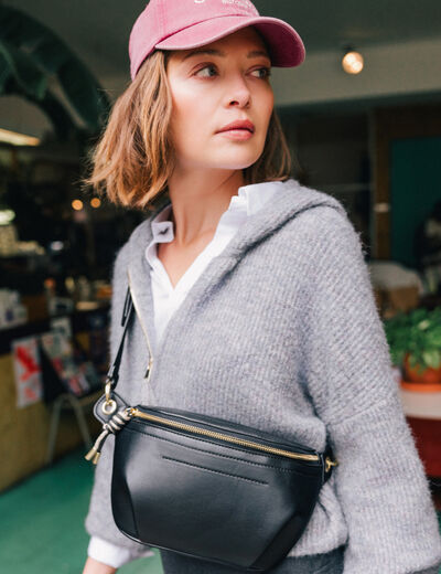 Gilet manches longues capuche gris clair femme