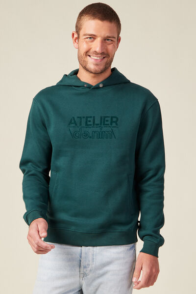 Sweat à capuche vert foncé homme