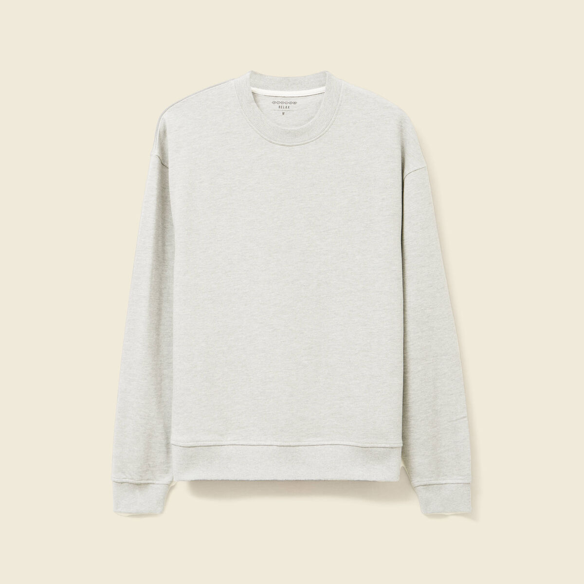 Sweat col rond manches longues en coton gris homme