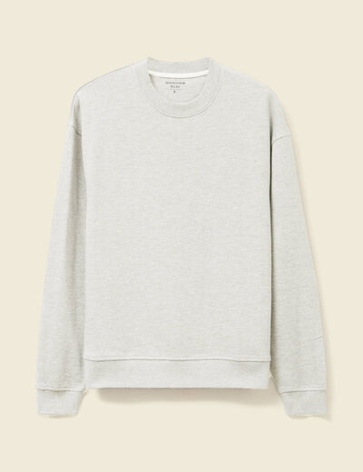 Sweat col rond manches longues en coton gris homme