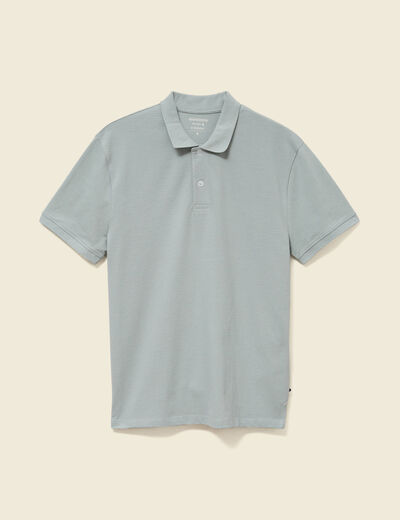 Polo cintr&eacute; en coton manches courtes vert clair homme