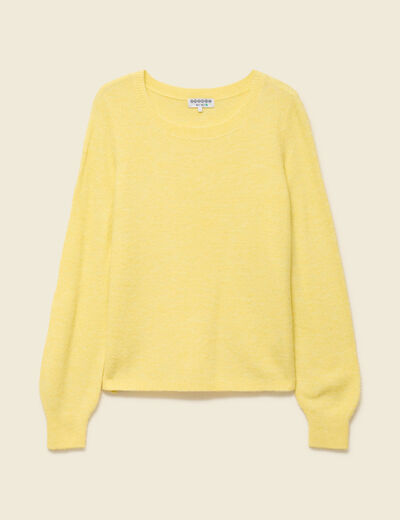 Pull col bateau manches longues jaune clair femme