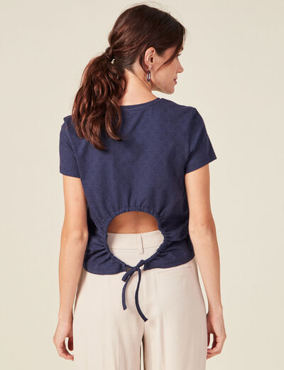 T-shirt manches courtes bleu marine femme