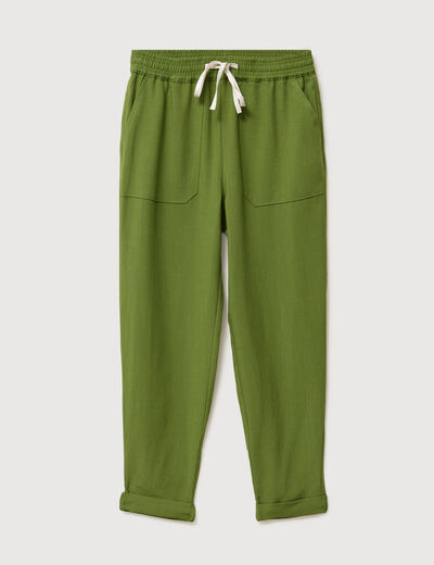 Pantalon taille standard vert olive femme