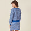 Gilet manches longues boutonné bleu femme