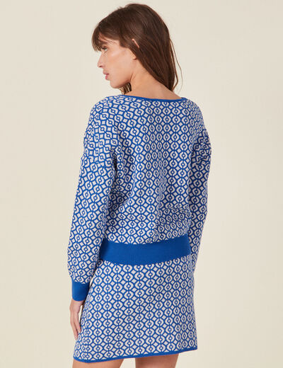 Gilet manches longues boutonné bleu femme