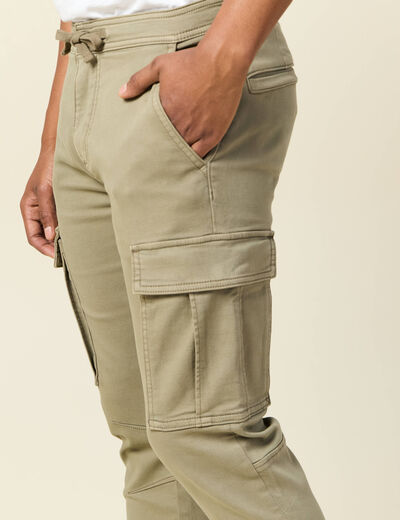 Pantalon battle bas resserré vert kaki homme