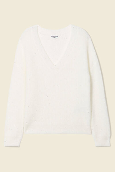 Pull éco-responsable ecru femme