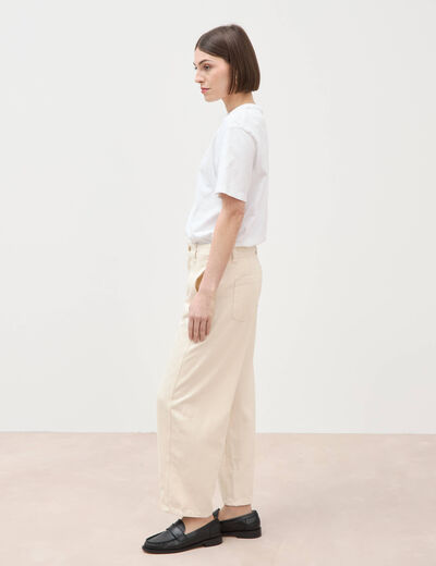 Jeans slouchy taille haute denim blanc femme