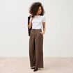 Pantalon large taille standard marron fonc&eacute; femme