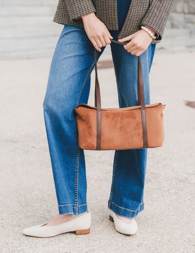 Sac bandouli&egrave;re avec doublure camel femme