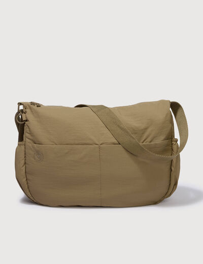 Besace bandouli&egrave;re pliss&eacute;e vert olive femme