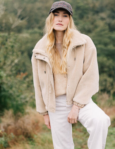 Blouson oversize sherpa creme femme