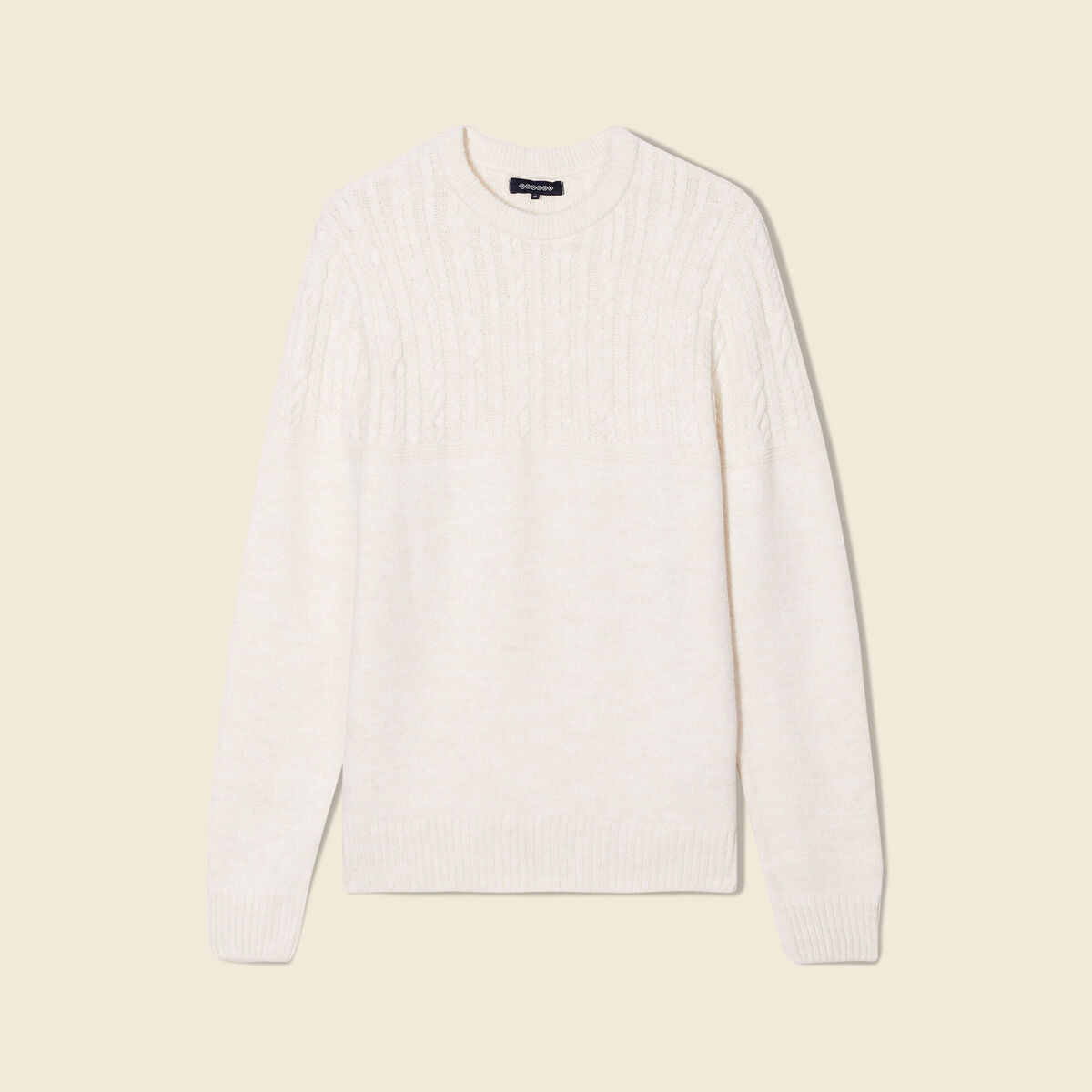 Pull manches longues torsades ecru homme