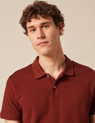 Polo éco-responsable marron cognac homme
