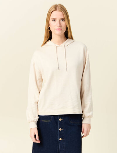 Sweat à capuche brillant creme femme