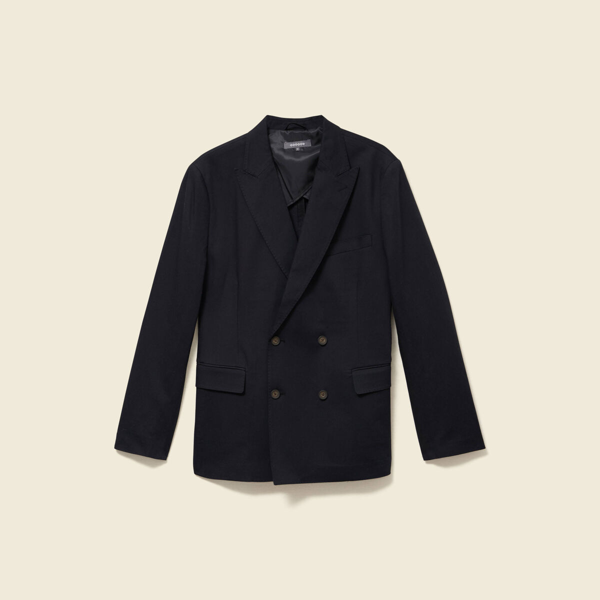Blazer cintr&eacute; manches longues doubl&eacute; noir homme