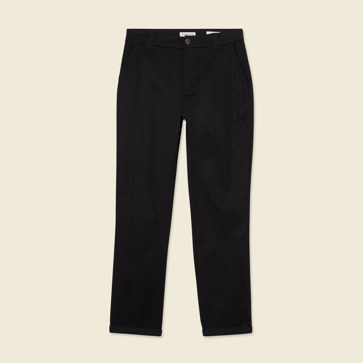 Pantalon chino cigarette noir femme