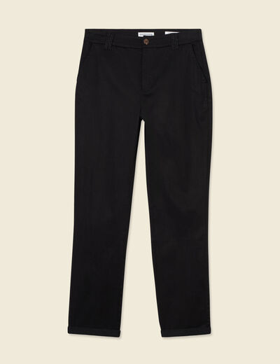 Pantalon chino cigarette noir femme