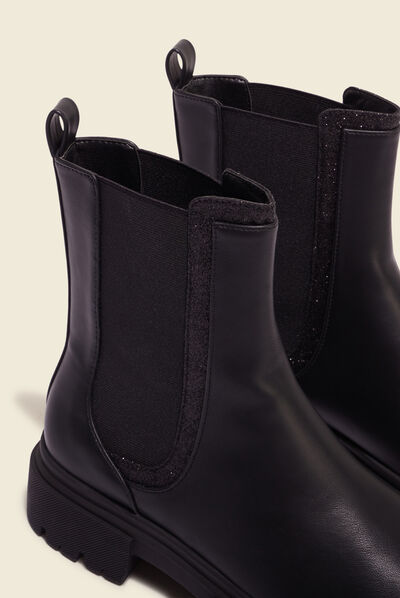 Bottines chelsea à paillettes noir femme