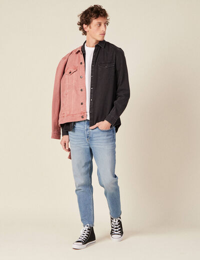 Chemise manches longues jean denim noir homme