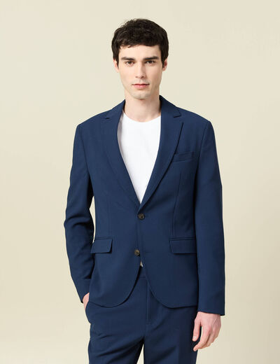 Blazer manches longues col tailleur bleu marine homme