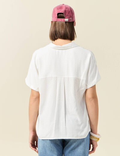 Chemise manches courtes ecru femme