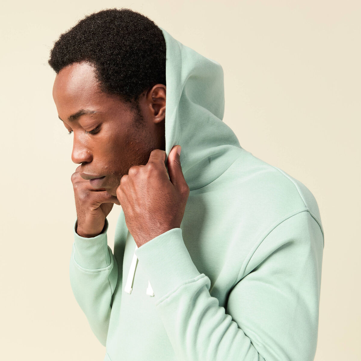 Sweat &agrave; capuche vert pastel homme
