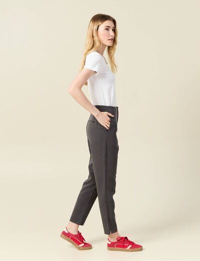 Pantalon cigarette gris femme