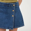 Jupe-short taille haute en jeans denim stone femme