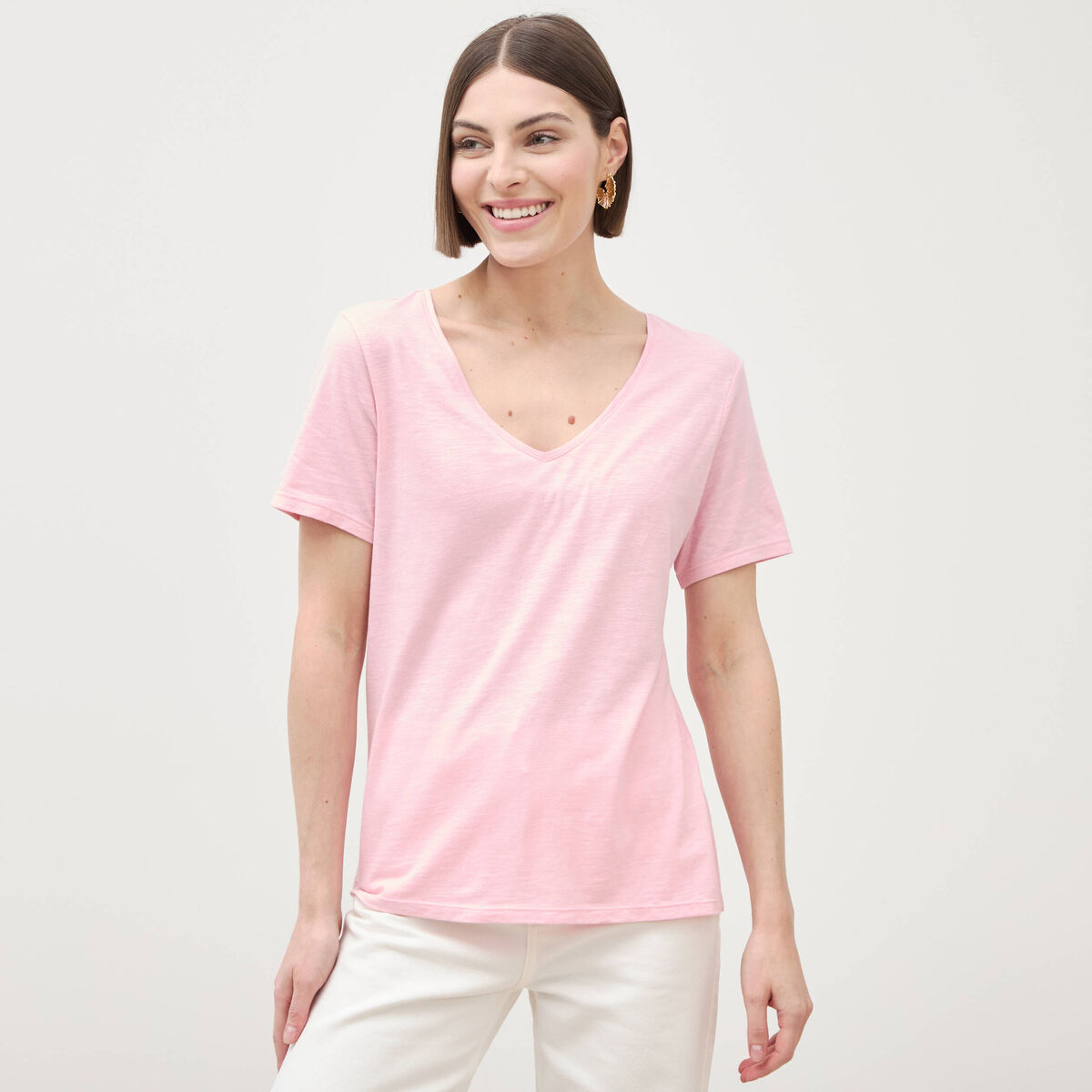T-shirt manches courtes rose clair femme