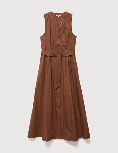 Robe en coton sans manches marron femme