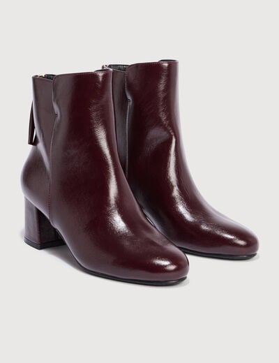 Bottines &agrave; talon prune femme