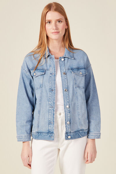 Blouson jean éco-responsable denim bleach femme