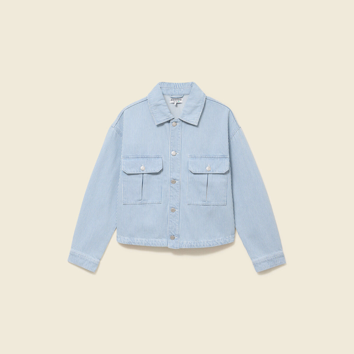 Veste en coton manches longues denim bleach femme