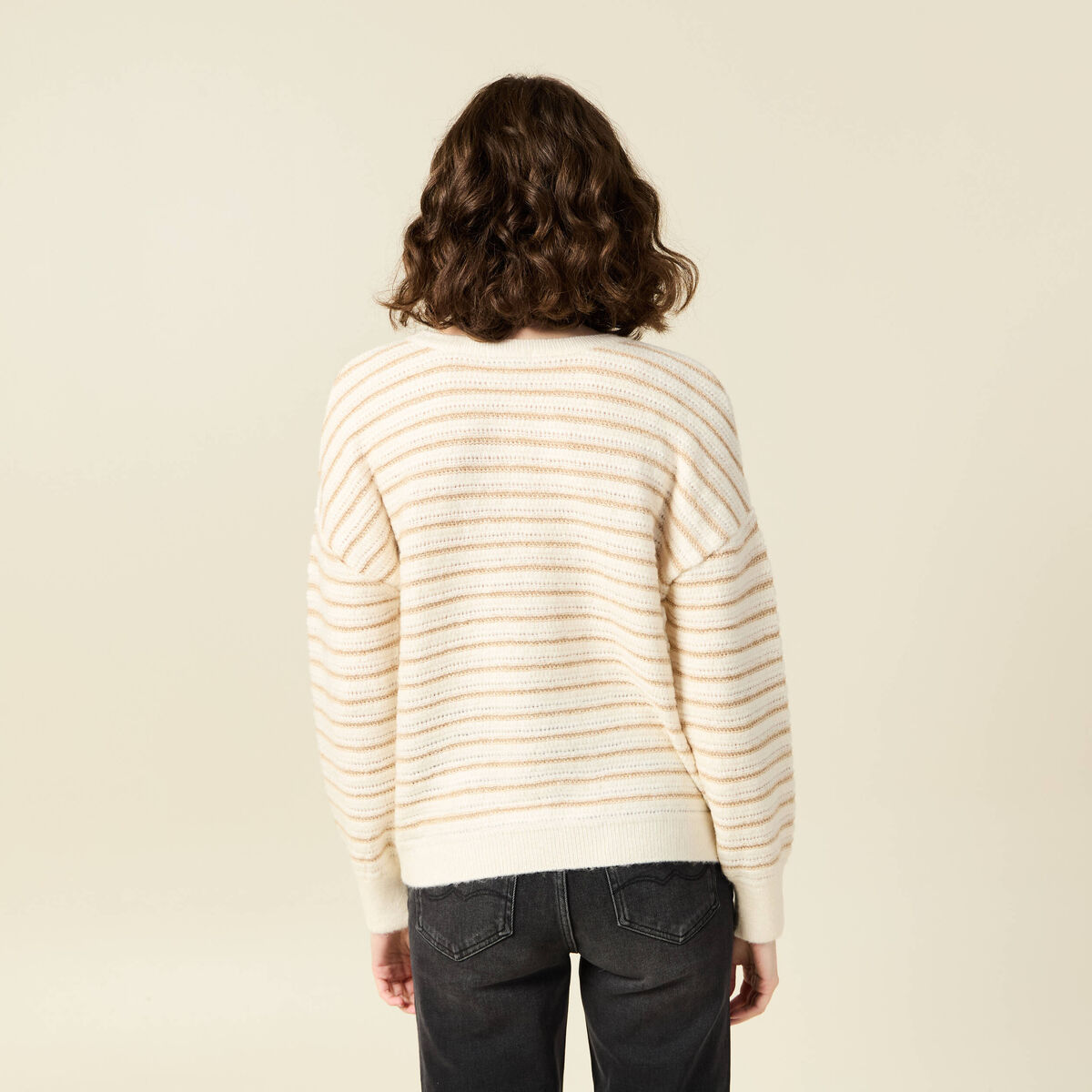 Pull manches longues ecru femme