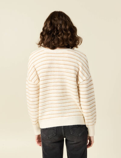 Pull manches longues ecru femme