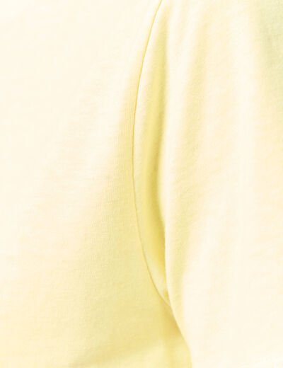 T-shirt cintr&eacute; col rond manches courtes jaune pastel femme
