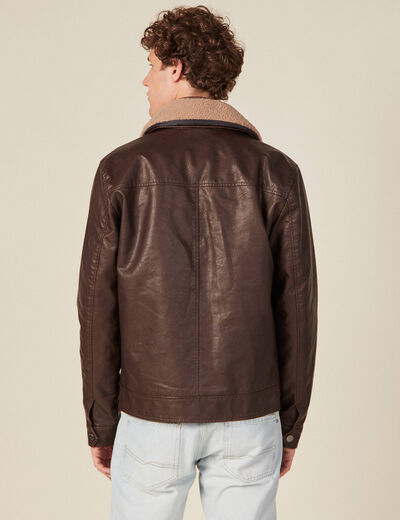 Blouson droit col aviateur marron homme