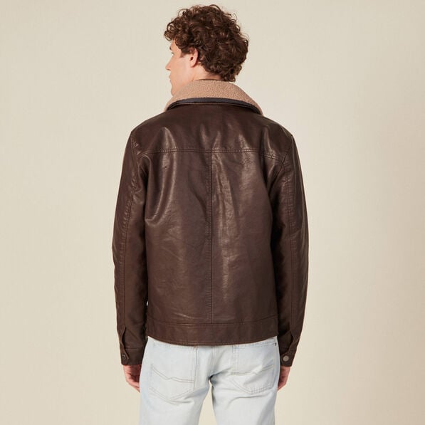 blouson droit col aviateur marron homme Blouson droit col aviateur marron homme