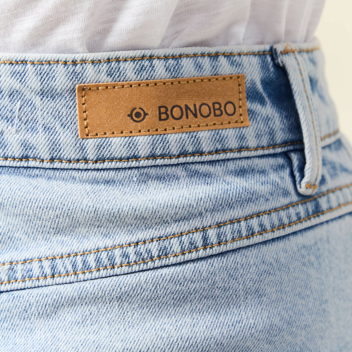 Short mom éco-responsable denim snow bleu femme