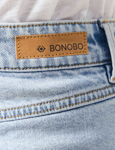 Short mom éco-responsable denim snow bleu femme