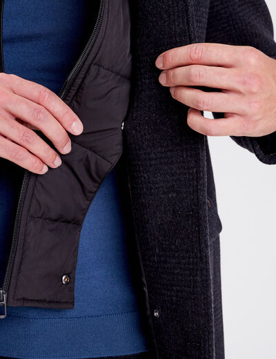 Pardessus droit boutonné gris foncé homme