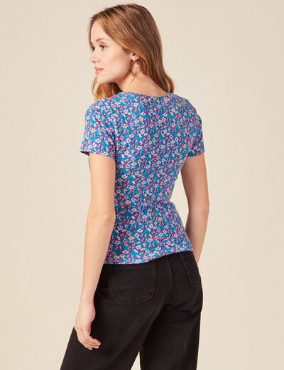 T-shirt manches courtes bleu femme