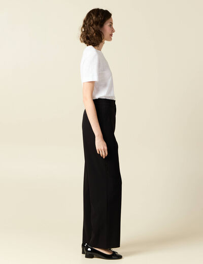 Pantalon straight taille haute noir femme
