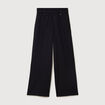 Pantalon large taille haute fluide noir femme